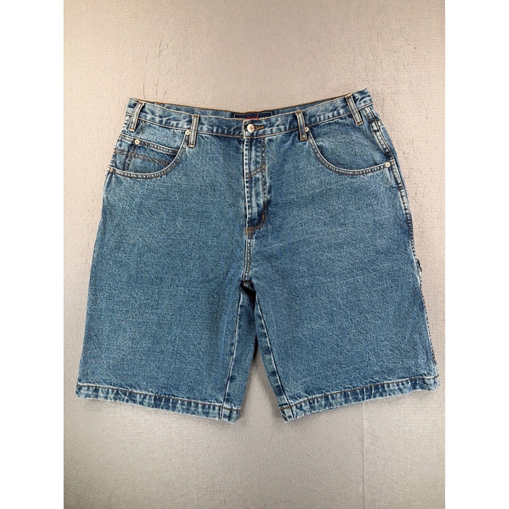 Phat Farm Phat Farmers Mens Denim Carpenter Shorts Blue 36 Vintage Rugged